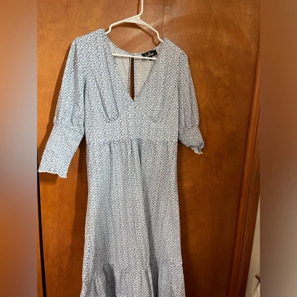 Lulus midi blue floral dress. Size L - Picture 2 of 7